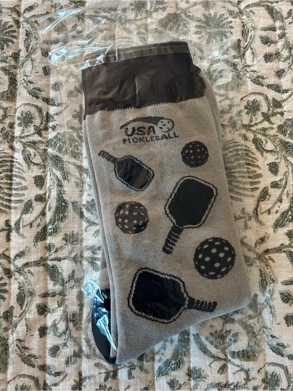 Gray & Black Pickleball Crew Socks